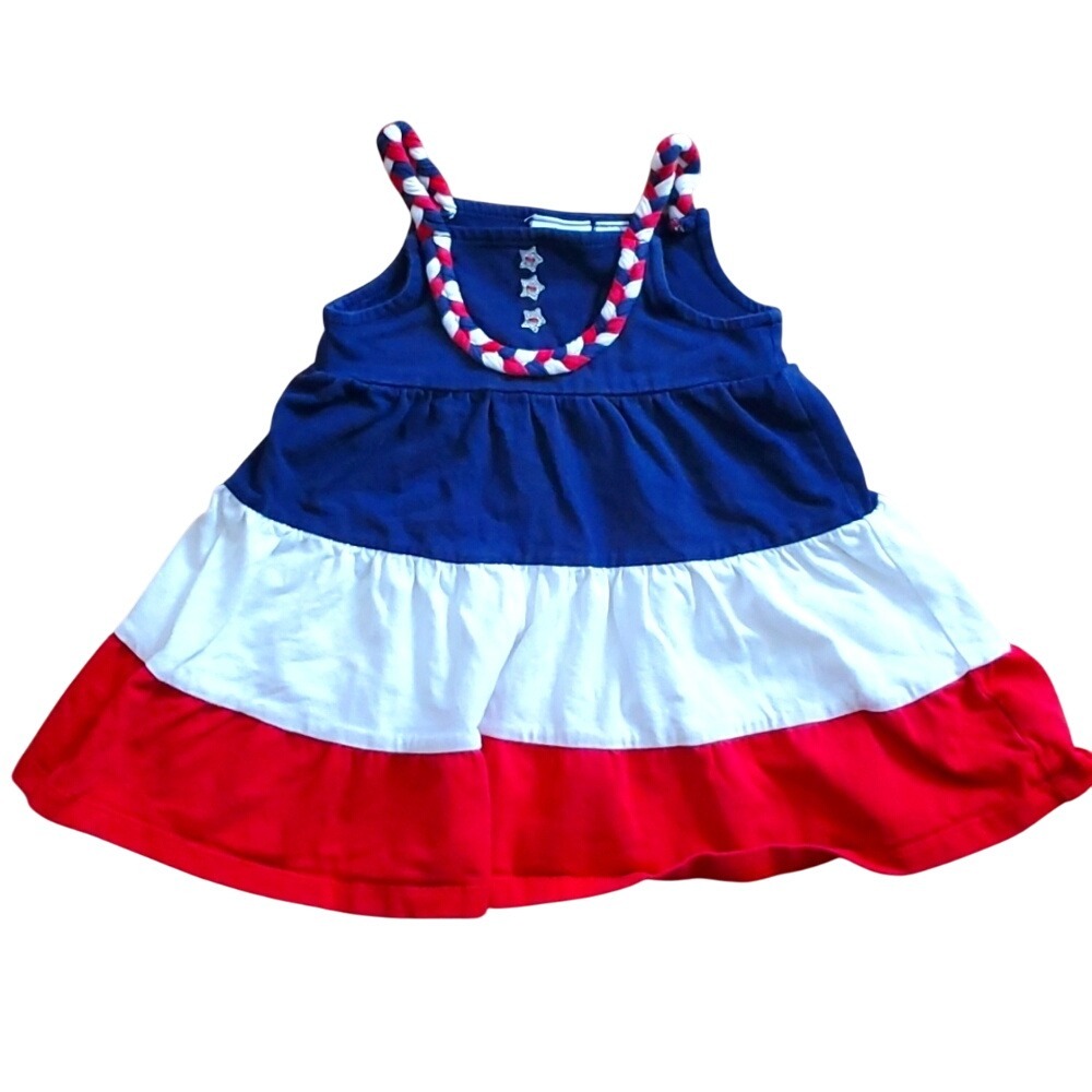 Authentic Kids‎ Girls July 4 Sleeveless Striped Dress Size 6M